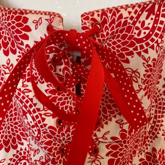 Avenue Tank Top 4X (30/32) Red Paisley Floral Coquette Feminine Preppy Cropped - Picture 3 of 11